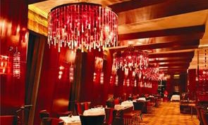 【酒店餐廳】優質不銹鋼底盤+紅色K9水晶掛件吊燈